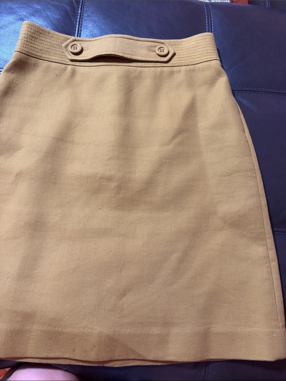 Ann Taylor Mustard A-Line Skirt with Button Waist Detail